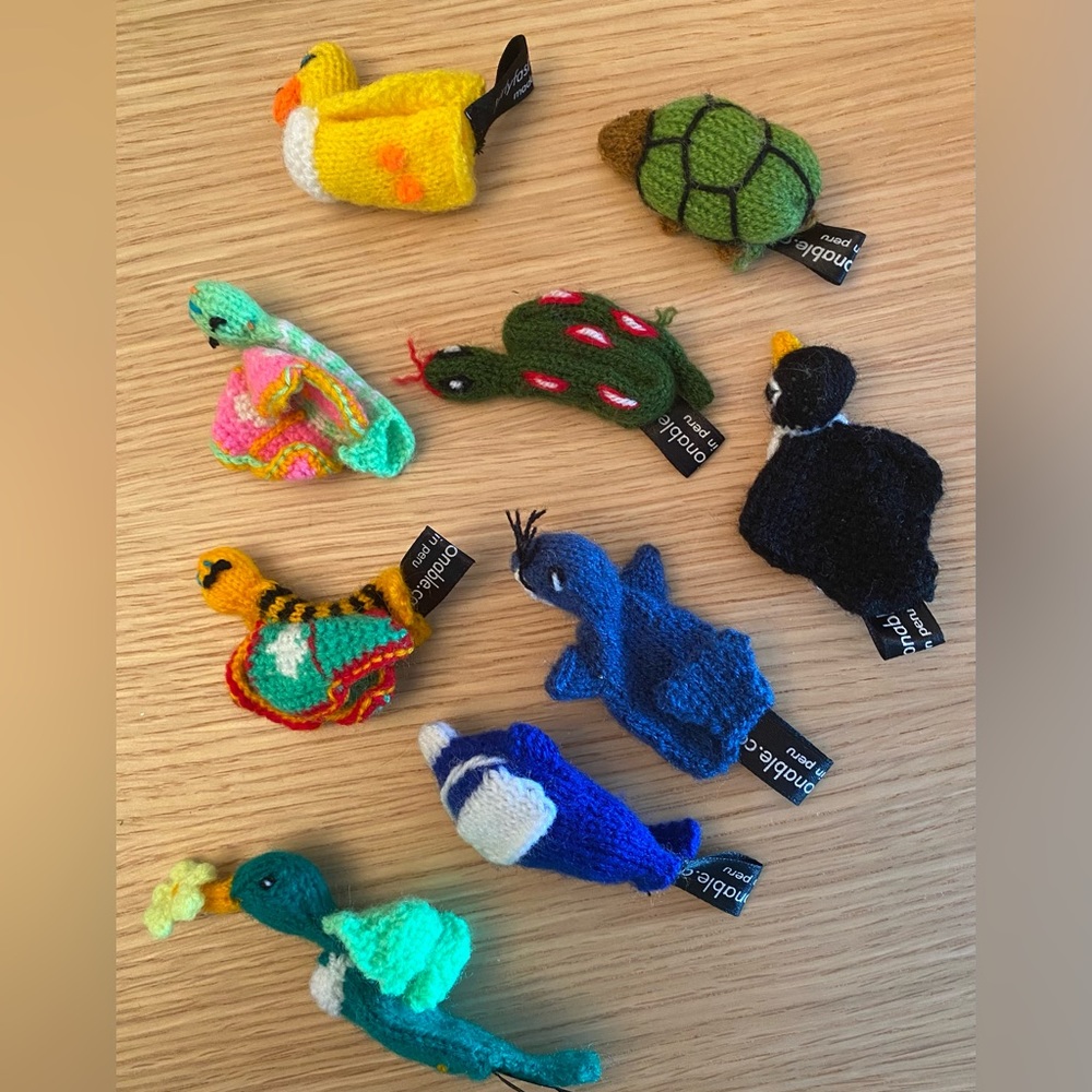 Set of 9 Knitted Animal Finger Puppets
